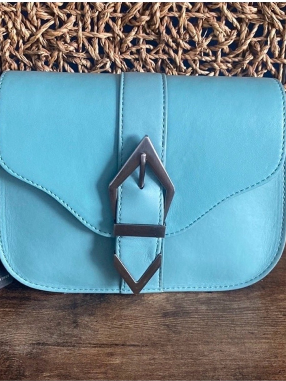 NWT Vince Camuto Passo LEATHER Crossbody Bag, seashore purse 
9" L x 2.5" W x 7.